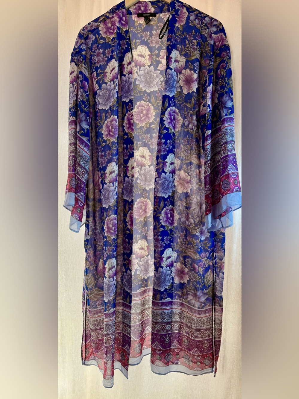 💐Forever 21 Sheer Floral Kimono in Blue & Purple Floral 💐